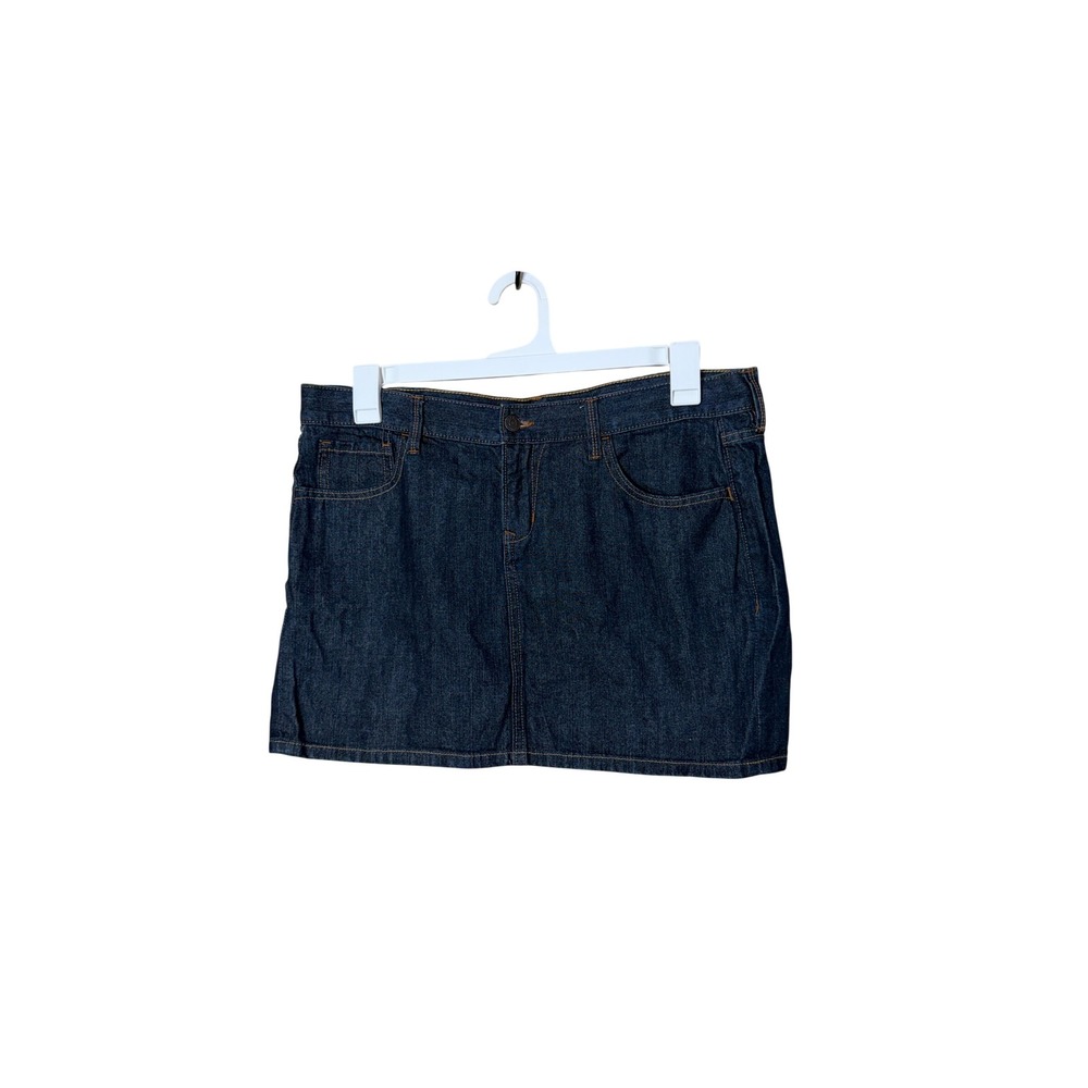 Old Navy Y2K Dark Wash Denim Mini Skirt‎ Size 12 Indigo Blue Cotton